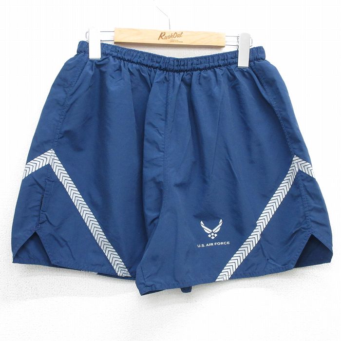 【50%OFF】W32★古着 ショート ミリタリー トレーニング パンツ ショーツ メンズ 00年代 00s USエアフォース リフレクター USA製 紺他 ネイビー 25jul17 中古 ボトムス 短パン ショーパン
