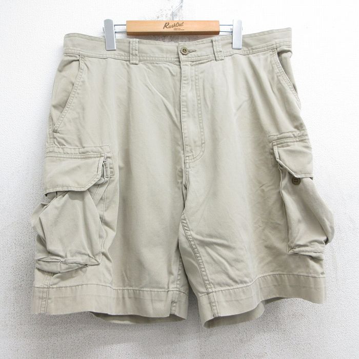 W36★古着 ラルフローレン Ralph Lauren ブランド ショート チノ パンツ ショーツ チノパン メンズ コットン ベージュ カーキ 25jul18 中古 ボトムス 短パン ショーパン