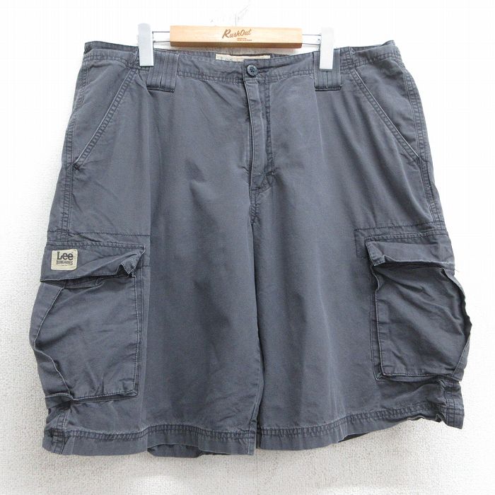 W37★古着 リー Lee ショート カーゴ パンツ ショーツ メンズ コットン 濃グレー 25jul18 中古 ボトムス 短パン ショーパン