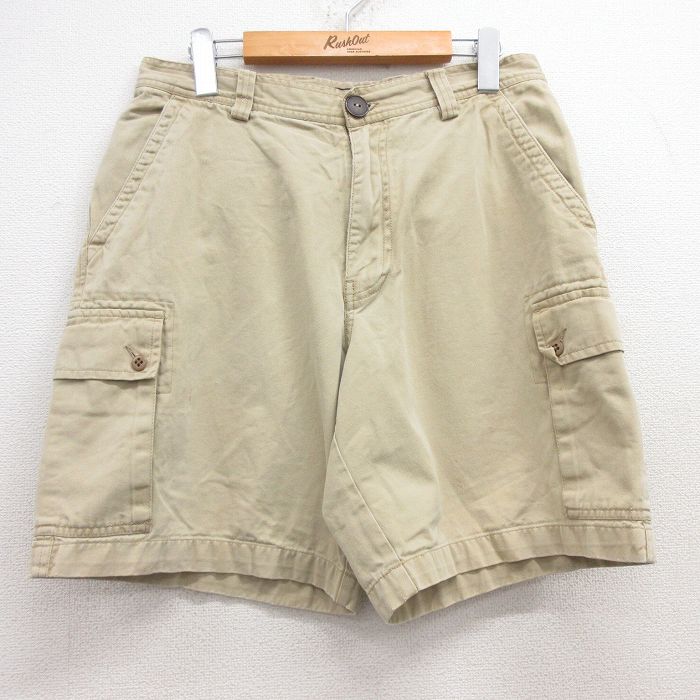 W31★古着 ギャップ GAP ショート カーゴ パンツ ショーツ メンズ 00年代 00s コットン ベージュ カーキ 25jul18 中古 ボトムス 短パン ショーパン