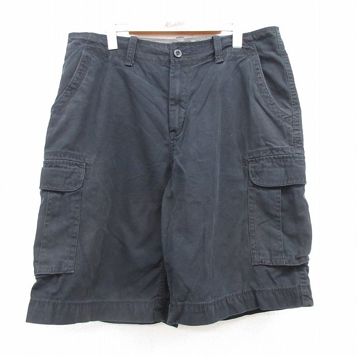 【50%OFF】W36★古着 アリゾナジーンズ ショート カーゴ パンツ ショーツ メンズ コットン 黒 ブラック 25jul18 中古 ボトムス 短パン ショーパン