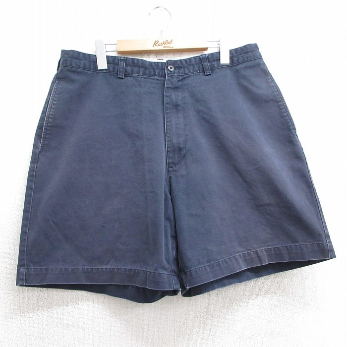W34★古着 ラルフローレン Ralph Lauren ブランド ショート チノ パンツ ショーツ チノパン メンズ 90年代 90s コットン 紺 ネイビー 25jul18 中古 ボトムス 短パン ショーパン