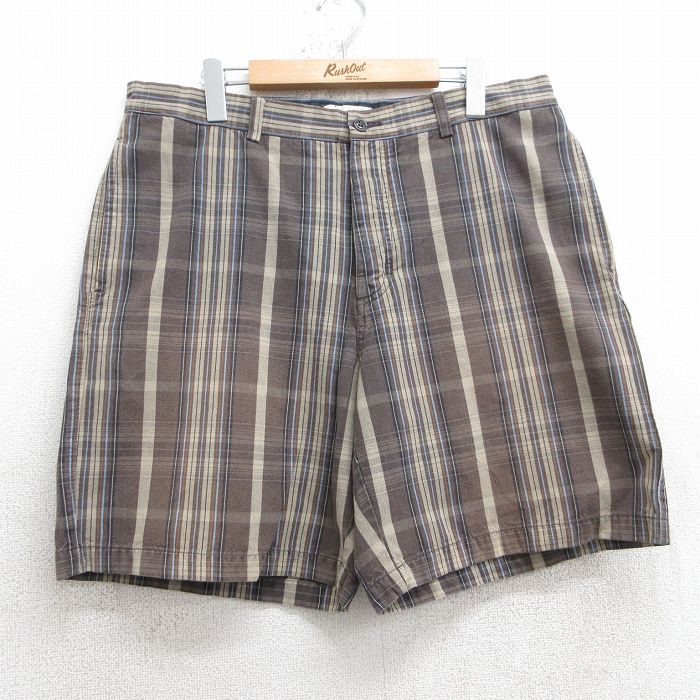 W35★古着 ジェイクルー J.CREW ショート パンツ ショーツ メンズ 00年代 00s コットン 茶他 ブラウン チェック 25jul18 中古 ボトムス 短パン ショーパン ハーフ