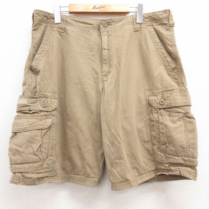 W36★古着 リー Lee ショート カーゴ パンツ ショーツ メンズ コットン ベージュ系 カーキ 25jul18 中古 ボトムス 短パン ショーパン