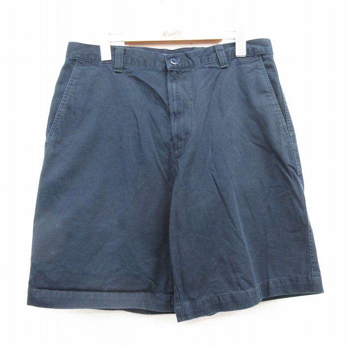 【50%OFF】W32★古着 ドッカーズ ショート パンツ ショーツ メンズ コットン 紺 ネイビー 25jul18 中古 ボトムス 短パン ショーパン ハーフ
