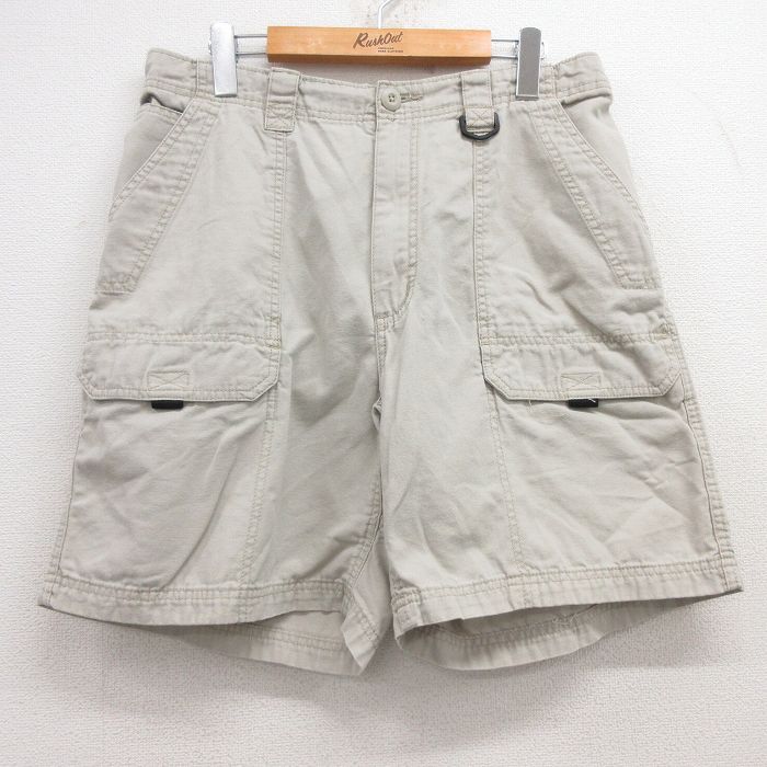 【20%OFF】W35★古着 ラングラー Wrangler ショート パンツ ショーツ メンズ ダック地 コットン ベージュ カーキ 25jul22 中古 ボトムス 短パン ショーパン ハーフ