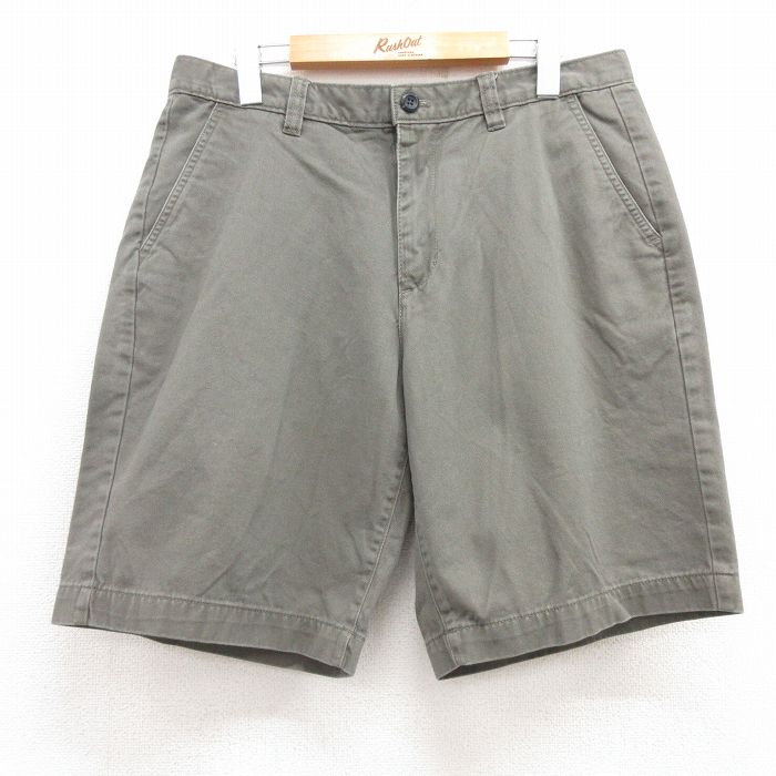 W34★古着 エディーバウアー ショート パンツ ショーツ メンズ コットン 緑系 グリーン 25jul22 中古 ボトムス 短パン ショーパン ハーフ