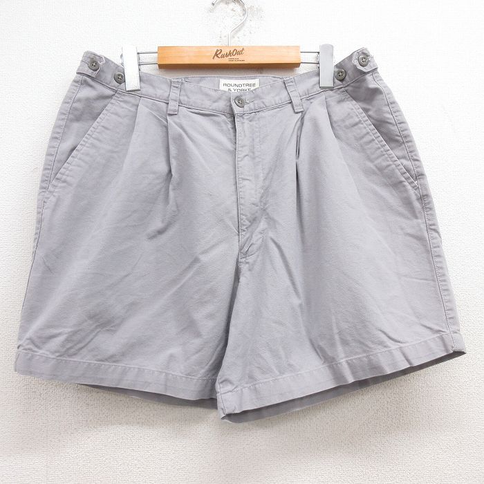 【50%OFF】W35★古着 ショート パンツ ショーツ メンズ 00年代 00s コットン グレー 25jul22 中古 ボトムス 短パン ショーパン ハーフ