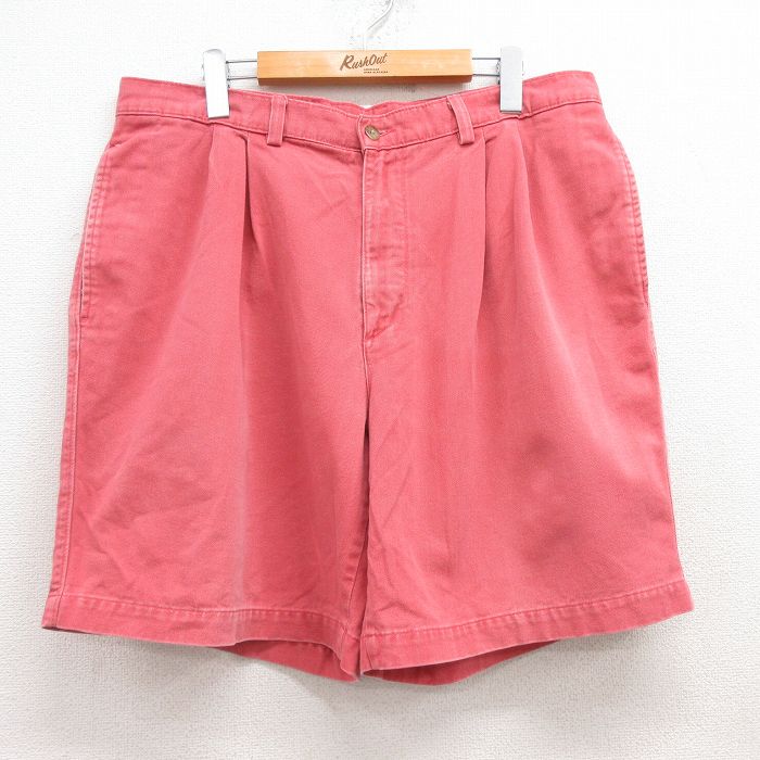 W36★古着 ショート パンツ ショーツ メンズ コットン 赤系 レッド 25jul22 中古 ボトムス 短パン ショーパン ハーフ