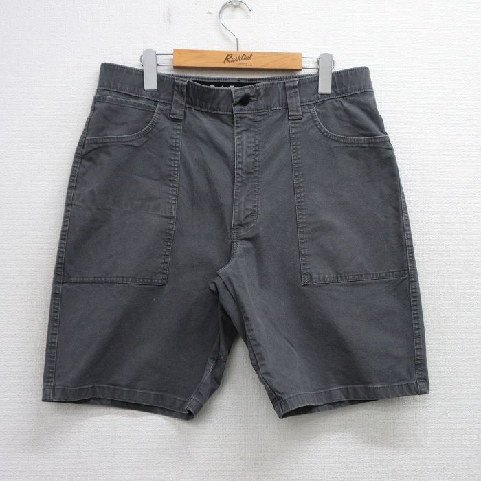 W34★古着 ラングラー Wrangler ショート ベイカー パンツ ショーツ メンズ 濃グレー 25jul23 中古 ボトムス 短パン ショーパン