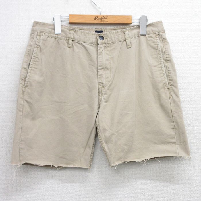 W34★古着 ギャップ GAP ショート パンツ ショーツ メンズ コットン ベージュ カーキ 25jul23 中古 ボトムス 短パン ショーパン ハーフ