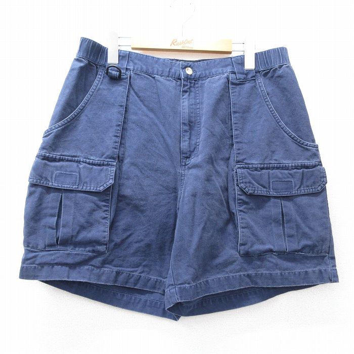 W34★古着 コロンビア COLUMBIA ショート ブッシュ パンツ ショーツ メンズ 00年代 00s ダック地 コットン 紺 ネイビー 25jul29 中古 ボトムス 短パン ショーパン