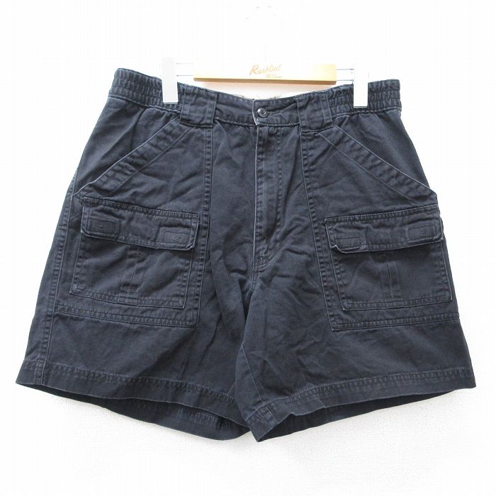 W33★古着 セントジョンズベイ ショート ブッシュ パンツ ショーツ メンズ コットン 黒 ブラック 25jul29 中古 ボトムス 短パン ショーパン