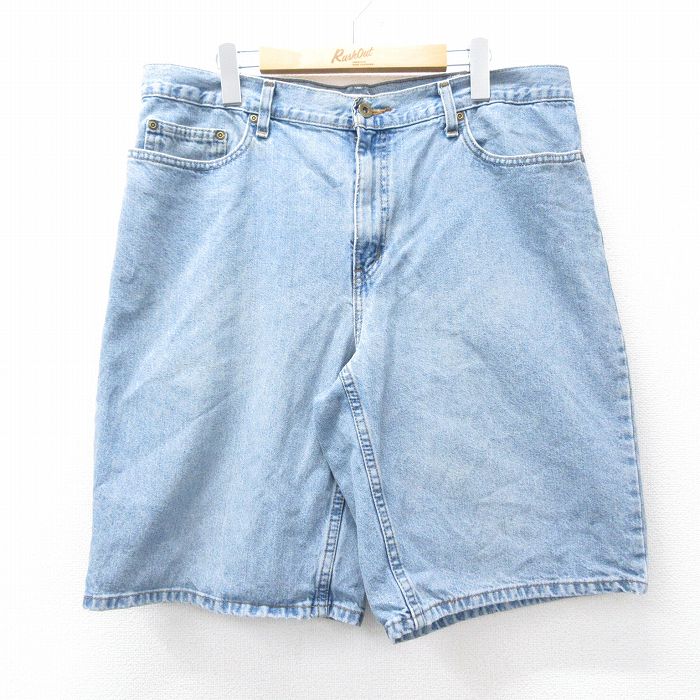 W37★古着 FADED GLORY ショート パンツ ショーツ メンズ 90年代 90s コットン 薄紺 ネイビー デニム 25jul29 中古 ボトムス 短パン ショーパン ハーフ