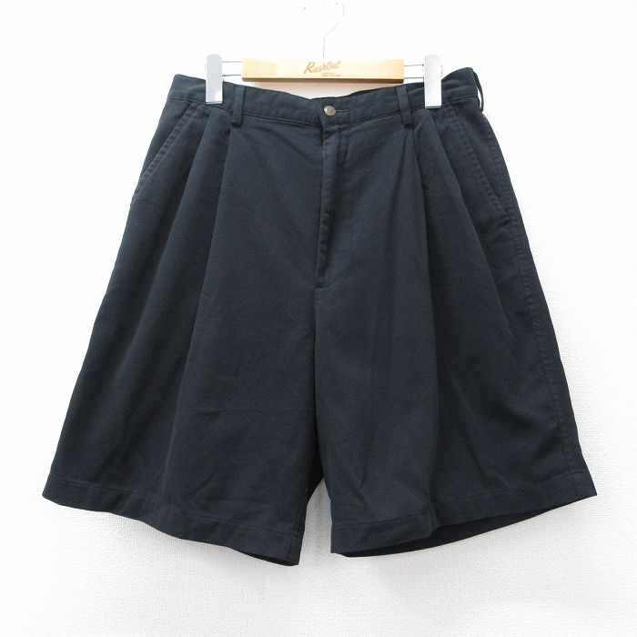 【50%OFF】W30★古着 ショート パンツ ショーツ メンズ Ashworth コットン 黒 ブラック 25jul29 中古 ボトムス 短パン ショーパン ハーフ
