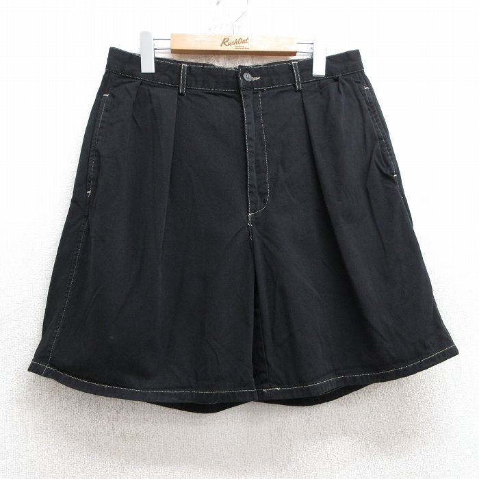 W32★古着 ラルフローレン Ralph Lauren ブランド ショート パンツ ショーツ メンズ 90年代 90s コットン USA製 黒 ブラック 【spe】 25jul30 中古 ボトムス 短パン ショーパン ハーフ