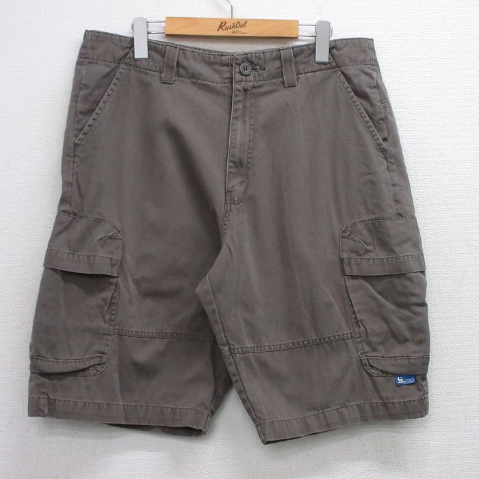 W36★古着 ショート カーゴ パンツ ショーツ メンズ コットン 茶 ブラウン 25jul30 中古 ボトムス 短パン ショーパン