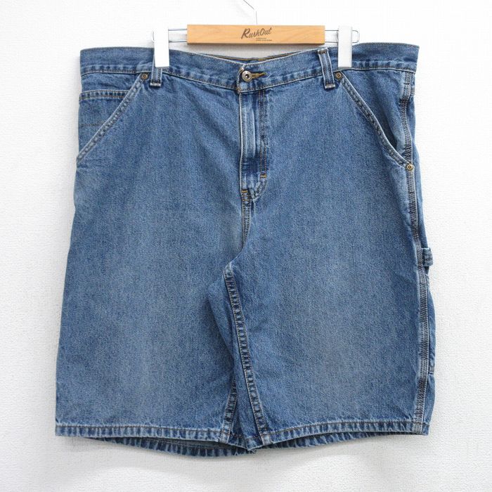 W40★古着 FADED GLORY ショート ペインター パンツ ショーツ メンズ 大きいサイズ コットン 紺 ネイビー デニム 25jul30 中古 ボトムス 短パン ショーパン