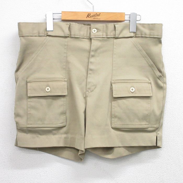 W38★古着 ショート ブッシュ パンツ ショーツ メンズ 80年代 80s タロン ベージュ カーキ 【spe】 25jul30 中古 ボトムス 短パン ショーパン