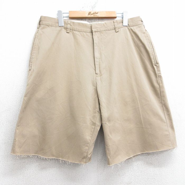 【50%OFF】W34★古着 ラルフローレン Ralph Lauren ポロジーンズ ブランド ショート パンツ ショーツ メンズ コットン ベージュ カーキ 25jul31 中古 ボトムス 短パン ショーパン ハーフ