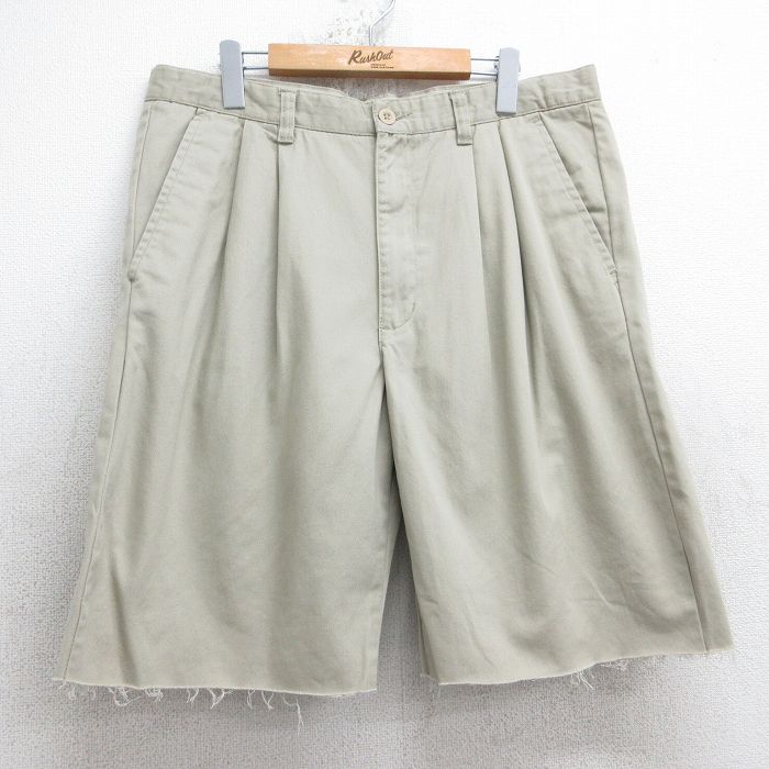 W36★古着 チェロキー ショート パンツ ショーツ メンズ コットン ベージュ カーキ 25jul31 中古 ボトムス 短パン ショーパン ハーフ