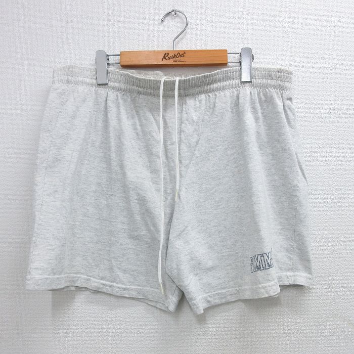 W37★古着 ショート イージー パンツ ショーツ メンズ 90年代 90s SIMMONS コットン 薄グレー 霜降り 25aug02 中古 ボトムス 短パン ショーパン