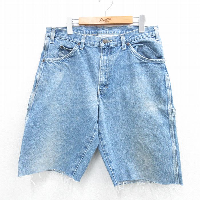 【50%OFF】W34★古着 ディッキーズ Dickies ショート ペインター パンツ ショーツ メンズ コットン 紺 ネイビー デニム 25aug02 中古 ボトムス 短パン ショーパン