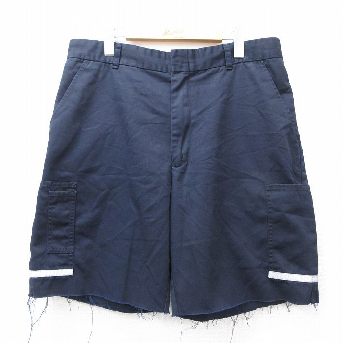 W35★古着 ショート カーゴ パンツ ショーツ メンズ フェデックス FedEx リフレクター 紺 ネイビー 【spe】 25aug04 中古 ボトムス 短パン ショーパン