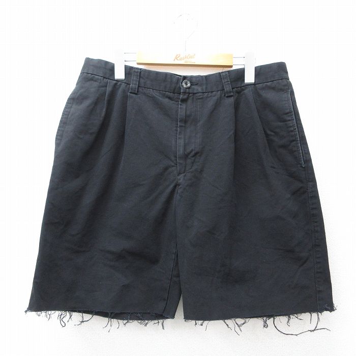 【50%OFF】W34★古着 ドッカーズ ショート パンツ ショーツ メンズ コットン 黒 ブラック 25aug04 中古 ボトムス 短パン ショーパン ハーフ