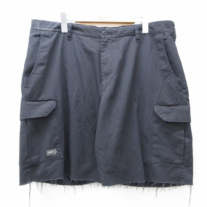 【50%OFF】W38★古着 ショート ワーク カーゴ パンツ ショーツ メンズ 黒 ブラック 25aug04 中古 ボトムス 短パン ショーパン