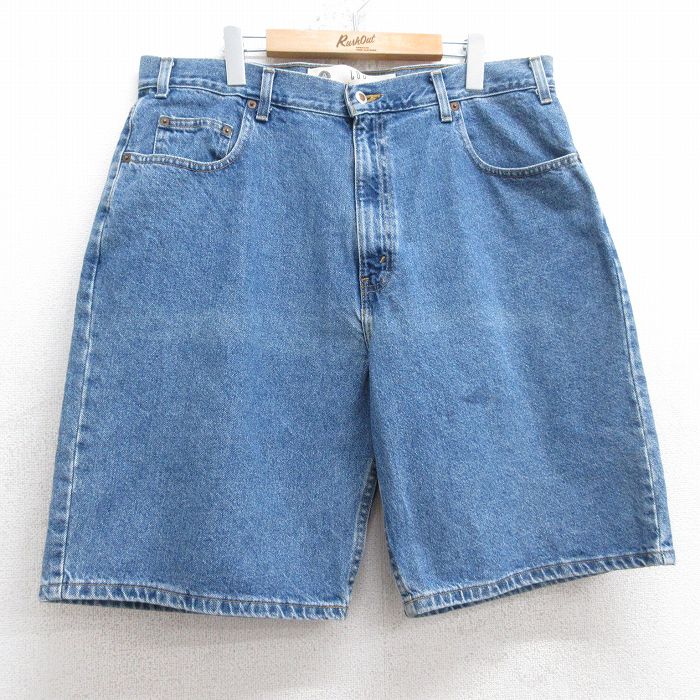 W38★古着 アリゾナジーンズ ショート パンツ ショーツ メンズ コットン 紺 ネイビー デニム 25aug05 中古 ボトムス 短パン ショーパン ハーフ