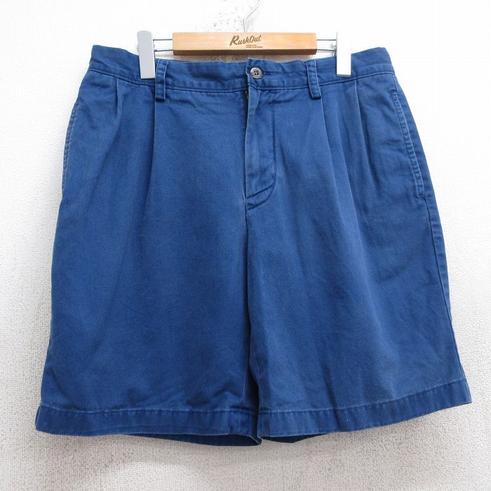 【50%OFF】W32★古着 ノーティカ NAUTICA ブランド チノ ショート パンツ ショーツ チノパン メンズ コットン 紺 ネイビー 25aug05 中古 ボトムス 短パン ショーパン ハーフ