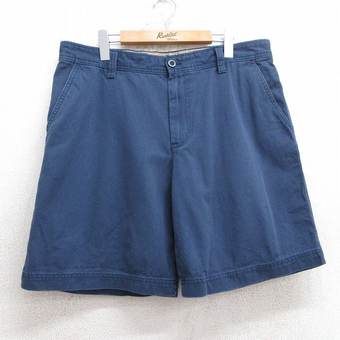 W36★古着 IZOD ショート パンツ ショーツ メンズ コットン 紺 ネイビー 25aug05 中古 ボトムス 短パン ショーパン ハーフ
