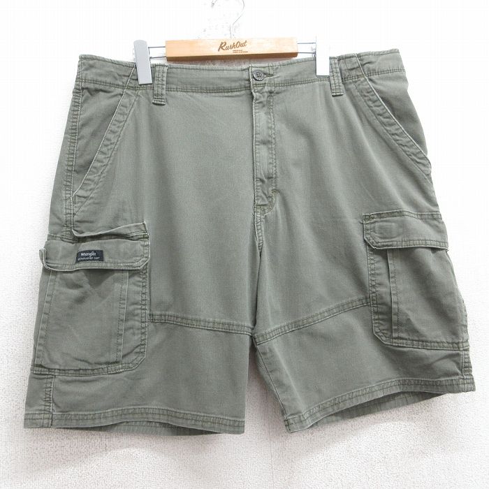 W38★古着 ラングラー Wrangler ショート カーゴ パンツ ショーツ メンズ 濃緑系 グリーン 25aug05 中古 ボトムス 短パン ショーパン