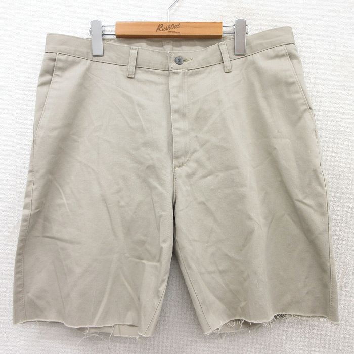 W36★古着 リー Lee ショート パンツ ショーツ メンズ ベージュ カーキ 25aug05 中古 ボトムス 短パン ショーパン ハーフ