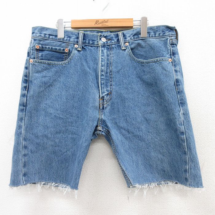【20%OFF】W36★古着 リーバイス Levis 505 ショート パンツ ショーツ メンズ コットン 紺 ネイビー デニム 25aug05 中古 ボトムス 短パン ショーパン ハーフ