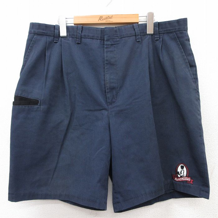 W38★古着 ショート パンツ ショーツ メンズ 90年代 90s アントミリーズ USA製 紺 ネイビー 25aug05 中古 ボトムス 短パン ショーパン ハーフ