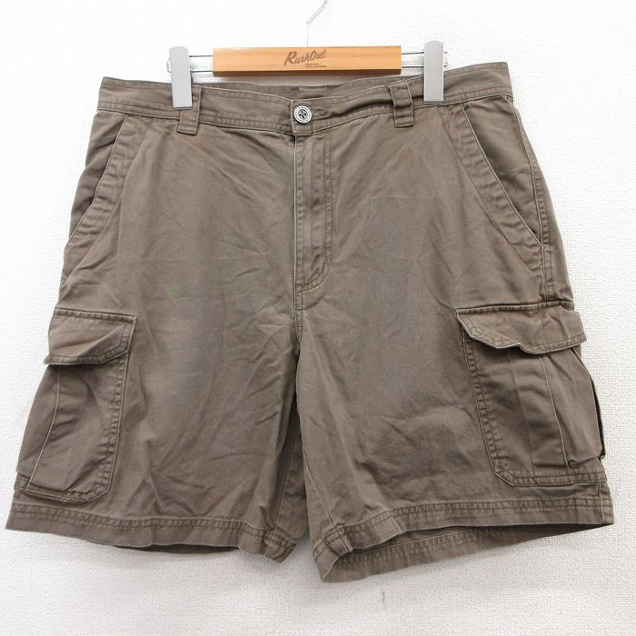 W34★古着 コロンビア COLUMBIA ショート カーゴ パンツ ショーツ メンズ コットン 茶 ブラウン 25aug05 中古 ボトムス 短パン ショーパン