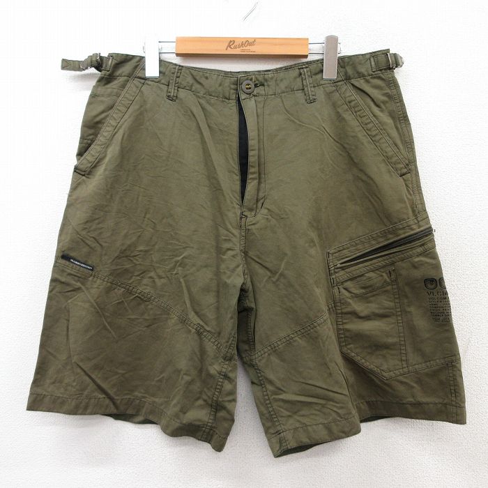 W34★古着 ショート パンツ ショーツ メンズ 濃緑 グリーン 25aug05 中古 ボトムス 短パン ショーパン ハーフ