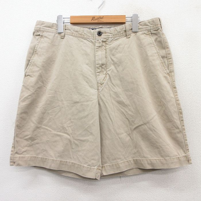 W36★古着 IZOD ショート パンツ ショーツ メンズ コットン タロン ベージュ カーキ 25aug05 中古 ボトムス 短パン ショーパン ハーフ