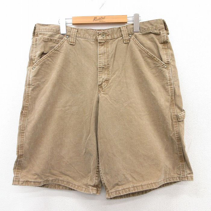 W38★古着 リー Lee ショート ペインター パンツ ショーツ メンズ コットン 茶系 ブラウン 25aug05 中古 ボトムス 短パン ショーパン