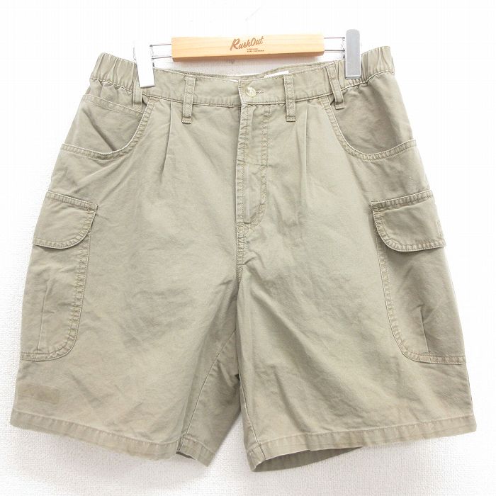 W32★古着 コロンビア COLUMBIA ショート カーゴ パンツ ショーツ メンズ 00年代 00s コットン ベージュ カーキ 25aug06 中古 ボトムス 短パン ショーパン