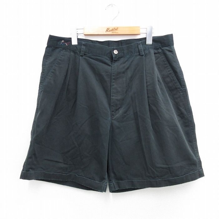 【50%OFF】W36★古着 グレッグノーマン ショート パンツ ショーツ メンズ コットン 黒 ブラック 25aug12 中古 ボトムス 短パン ショーパン ハーフ