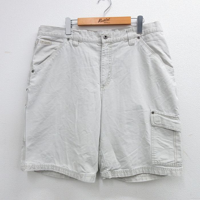 W38★古着 コロンビア COLUMBIA ショート ペインター パンツ ショーツ メンズ 00年代 00s ダック地 コットン 薄ベージュ カーキ 25aug12 中古 ボトムス 短パン ショーパン