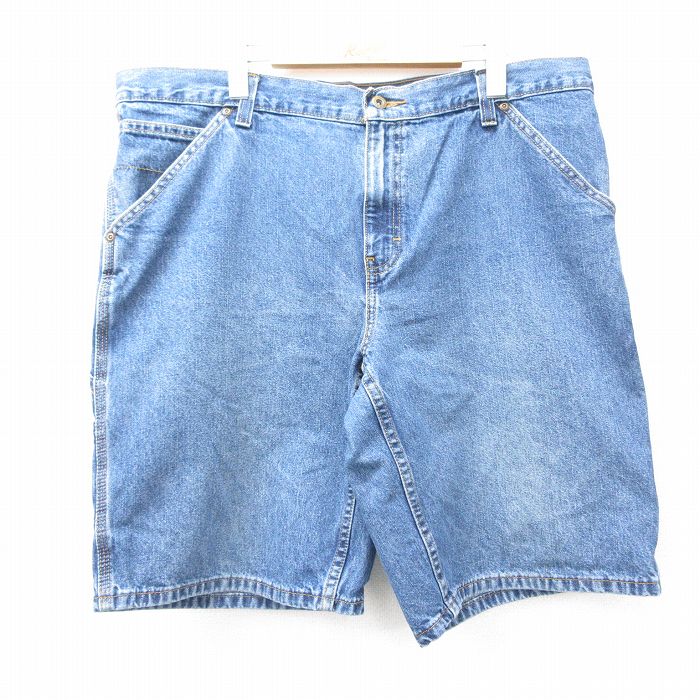 W40★古着 FADED GLORY ショート ペインター パンツ ショーツ メンズ 大きいサイズ コットン 紺 ネイビー デニム 25aug20 中古 ボトムス 短パン ショーパン