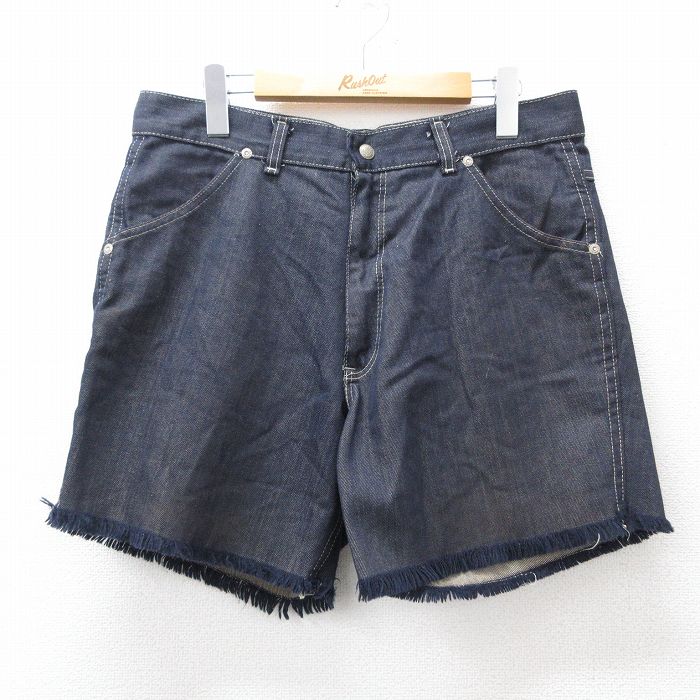 W32★古着 シアーズ ショート パンツ ショーツ メンズ 80年代 80s タロン 濃紺 ネイビー デニム 【spe】 25aug20 中古 ボトムス 短パン ショーパン ハーフ