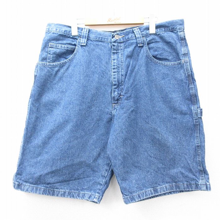 W36★古着 ラングラー Wrangler ショート ペインター パンツ ショーツ メンズ コットン 紺 ネイビー デニム 25aug20 中古 ボトムス 短パン ショーパン
