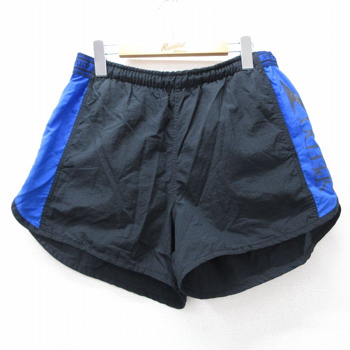 W33★古着 SPEEDO ショート ナイロン パンツ ショーツ メンズ ツートンカラー 黒 ブラック 25aug20 中古 ボトムス 短パン ショーパン