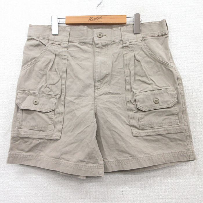 【20%OFF】W36★古着 カベラス ショート ブッシュ パンツ ショーツ メンズ コットン ベージュ カーキ 25aug21 中古 ボトムス 短パン ショーパン