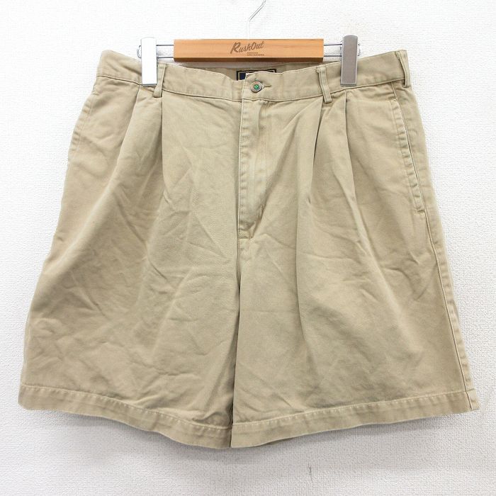 W33★古着 ショート チノ パンツ チノパン ショーツ メンズ 00年代 00s ベージュ カーキ 25aug21 中古 ボトムス 短パン ショーパン